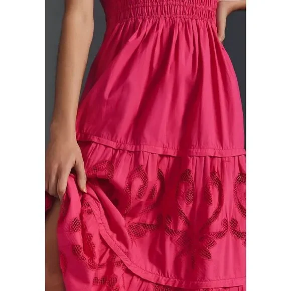By Anthropologie The Somerset Pink Maxi Dress The Cutwork Edition Size XS Petite - Picture 4 of 9